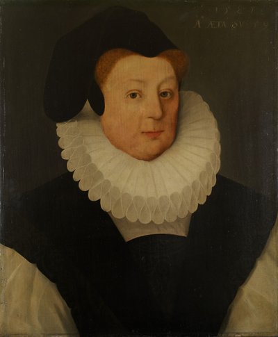 Porträtt av Katherine, Lady Gresley, 1585. av Unbekannt