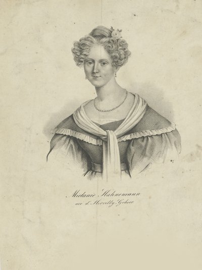 Porträtt av Mélanie dHervilly Gohier Hahnemann 1800-1878, 1830-1835. av Unbekannt