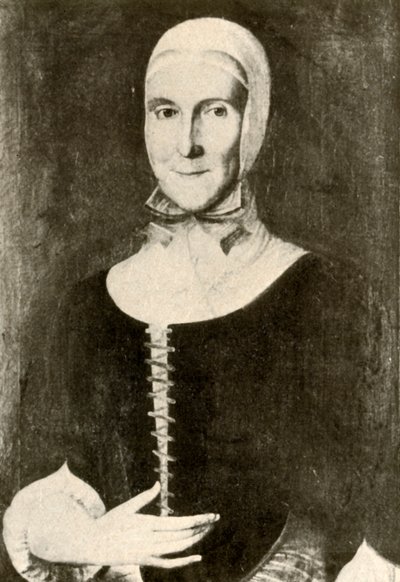 Porträtt av fru Elisabeth Boehler i den mähriska bosättningen, Pennsylvania, 1787, 1937. av Unbekannt