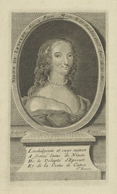 Porträtt av Ninon de Lenclos 1620-1705, ca 1730. av Unbekannt