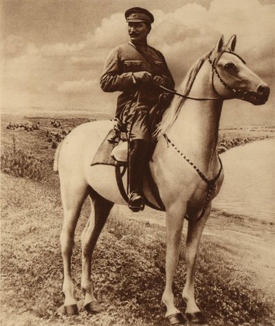 Porträtt av Semyon Mikhailovich Budyonny 1883-1973. av Unbekannt