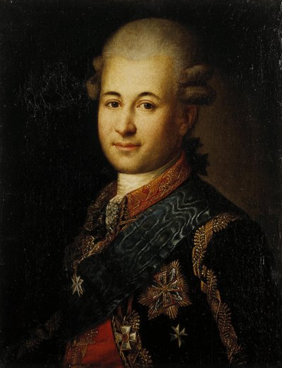 Porträtt av Semyon Zorich 1745-1799, Katarina den storas favorit, sent 1700-tal. av Unbekannt