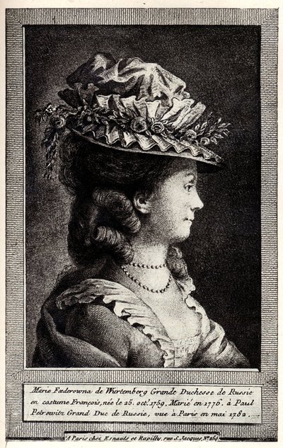 Porträtt av Sophia Dorothea av Württemberg, tidigt 1800-tal. av Unbekannt