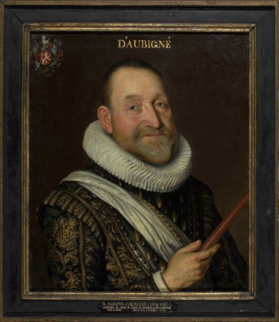 Porträtt av Théodore Agrippa, chevalier dAubigné 1552-1630, första tredjedelen av 1600-talet. av Unbekannt
