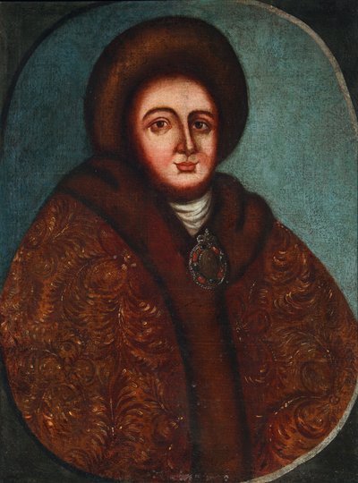 Porträtt av tsarina Evdokia Fedorovna Lopukhina 1669-1731, te vife av tsar Peter I av Ryssland av Unbekannt