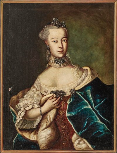 Porträtt av en Friederike Caroline von Sachsen-Coburg-Saalfeld, markgrevin av..., 1700-talet. av Unbekannt