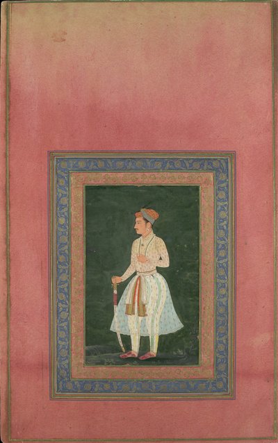 Portrait of a Noble in Gauzy White Costume, Folio från Davis Album, 1600-talet. av Unbekannt