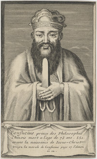 Porträtt av den kinesiske tänkaren och socialfilosofen Konfucius, mellan 1745 och 1755. av Unbekannt