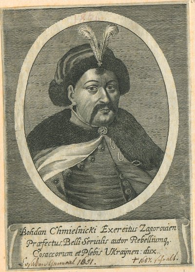 Porträtt av kosacken Hetman av Ukraina Bohdan Khmelnytsky 1595-1657 av Unbekannt