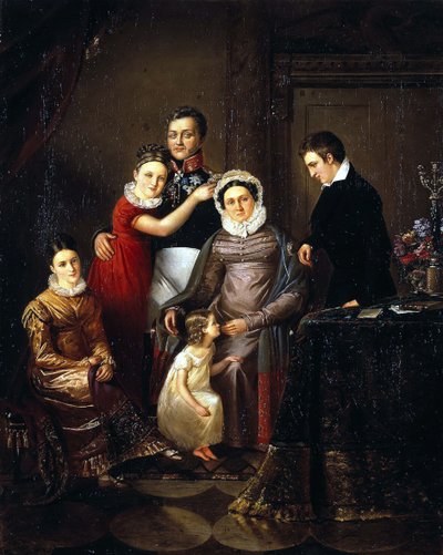 Porträtt av prins Nikolay Repnin-Volkonskys familj, 1820-talet av Unbekannt