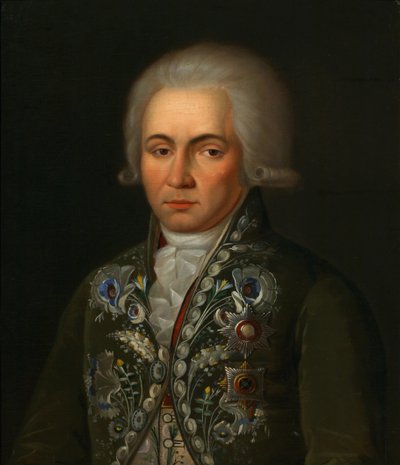 Porträtt av poeten Gavrila R. Derzhavin 1743-1816, 1790-talet av Unbekannt