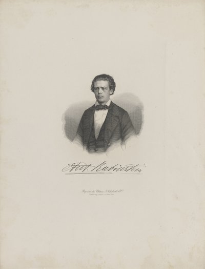Porträtt av kompositören Anton Rubinstein 1829-1894, ca. 1850. av Unbekannt