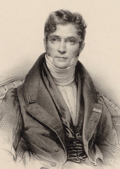 Porträtt av dirigenten och kompositören Gaspare Spontini 1774-1851, ca 1844. av Unbekannt