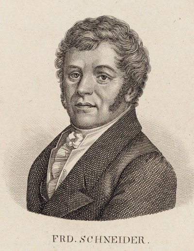 Porträtt av organisten och kompositören Friedrich Schneider 1786-1853. av Unbekannt