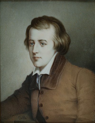 Porträtt av poeten Heinrich Heine 1797-1856, ca 1825 av Unbekannt