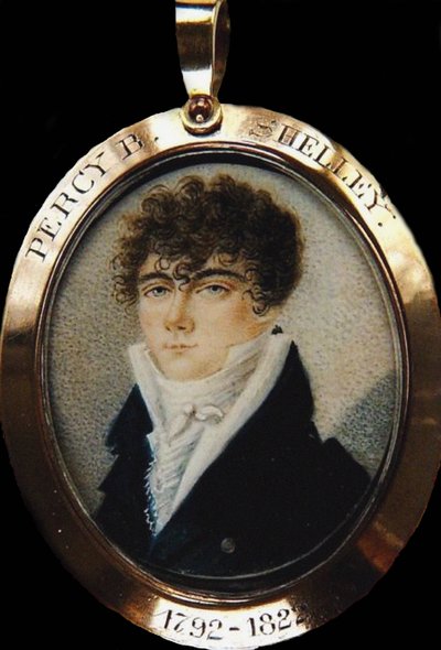 Porträtt av poeten Percy Bysshe Shelley 1792-1822, ca 1825 av Unbekannt