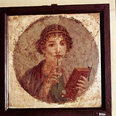 Porträttmålning av Sappho, Pompeji, Italien av Unbekannt
