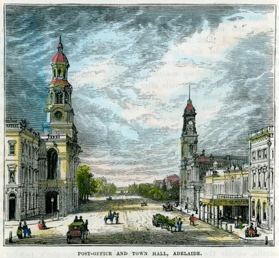 Postkontor och rådhus, Adelaide, South Australia, Australien, c1880 av Unbekannt