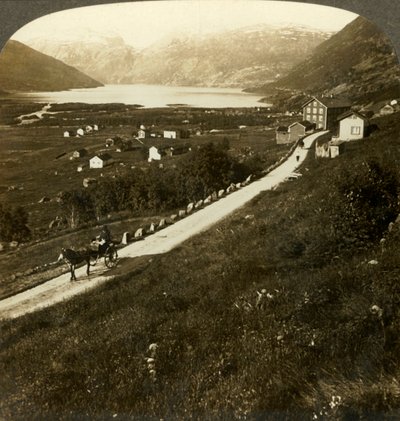 Vackra bergväggar by och Roldalsjön, i det karga Västnorge, c1905. av Unbekannt