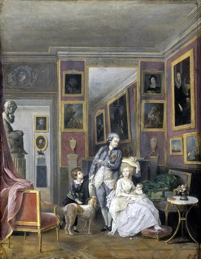Prins Alexander Sergeevich Stroganov med sin fru Ekaterina Petrovna och barn, ca 1778 av Unbekannt