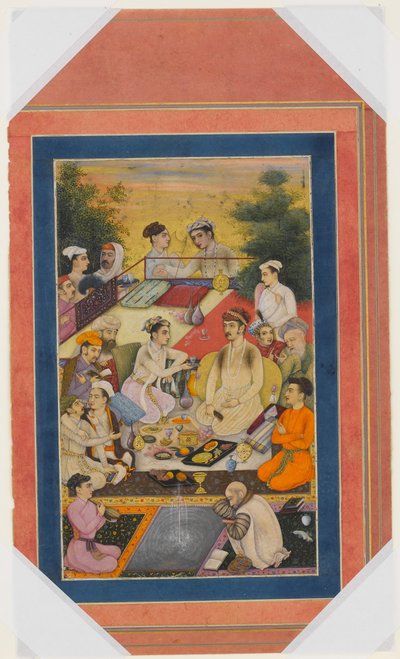 Prince Feasting on a Balcony, Folio från Davis Album, sent 1600-tidigt 1700-tal. av Unbekannt