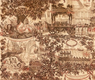 Tryckt linnepanel som föreställer Lord Viscount Nelsons begravningståg, 1806 av Unbekannt