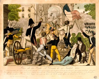 Stormningen av Porte St Denis den 28 juli 1830, revolutionen 1830, Paris av Unbekannt