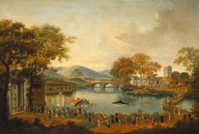 Procession vid en sjö, 1800-talet. av Unbekannt