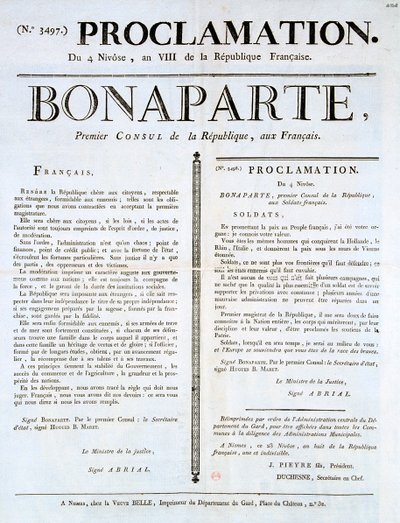 Tillkännagivande av Napoleon som 1:e konsul, 1800-talet av Unbekannt