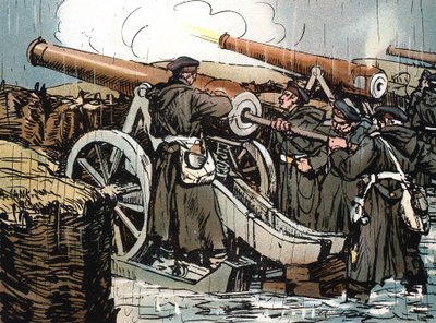 Preussiskt artilleribatteri i aktion, fransk-preussiska kriget, 1870-1871 av Unbekannt