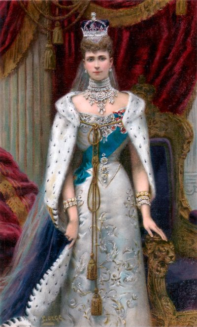 Drottning Alexandra i fulla kröningskläder, 1902 av Unbekannt