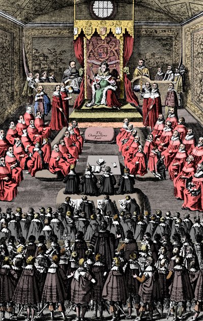 Drottning Elizabeth I i parlamentet, 1500-talet, c1902-1905 av Unbekannt