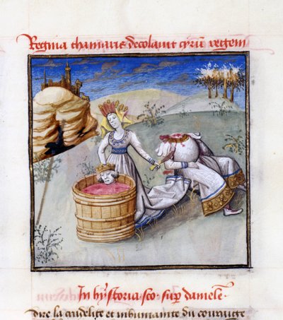 Drottning Tomyris. Från: Speculum Humanae Salvationis Mirror of Human Salvation av Ludolph av Sachsen av Unbekannt