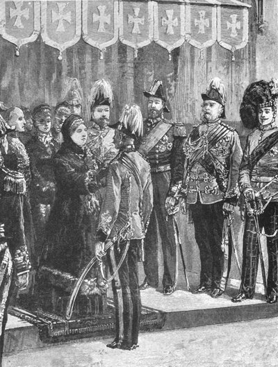 Drottning Victoria dekorerar officerare...i Windsor, 8 december 1879, 1901. av Unbekannt
