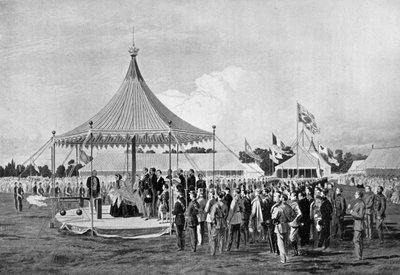 Drottning Victoria avlossade det första skottet vid Wimbledon, juli 1860, c1920 av Unbekannt