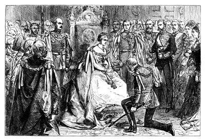 Drottning Victoria håller den första investituren av Indiens stjärna, c1861 av Unbekannt