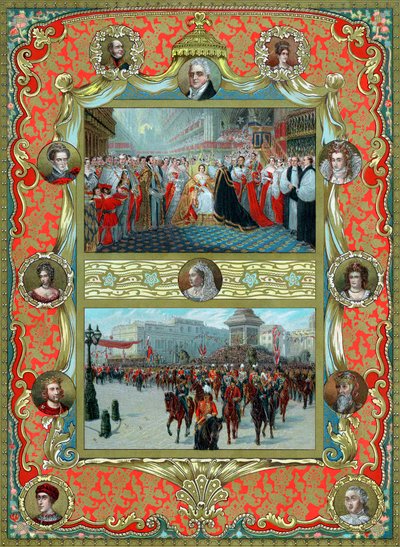 Drottning Victorias kröning, 1837 och Gyllene jubileet, 1887 av Unbekannt