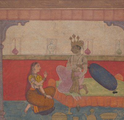 Radha talar till Krishna: Page från Boston Recreational Lovers ೧೬೧೦. av Unbekannt