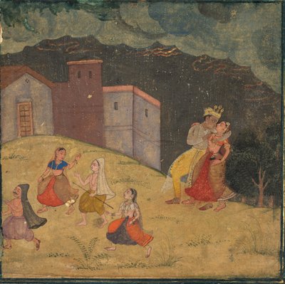 Radha och Krishna fångade i en storm, ca 1615-1620. av Unbekannt