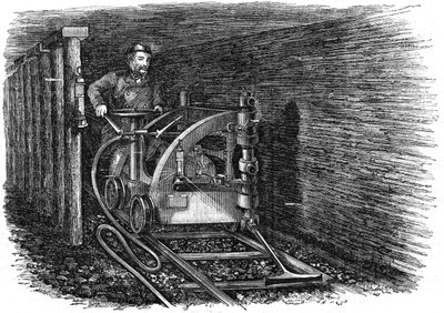 Rälsmonterad kolskärmaskin, 1864 av Unbekannt