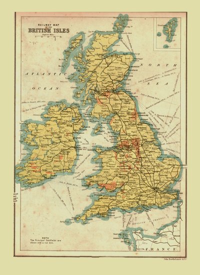 Järnvägskarta över de brittiska öarna, 1902. av Unbekannt
