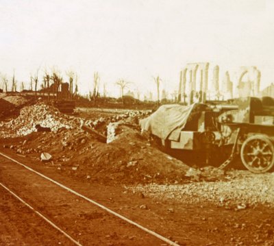 Järnvägslinjer vid byn Noordschote, Flandern, Belgien, c1914-c1918 av Unbekannt