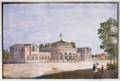 Järnvägsstation och fransk restaurang i Catharinhof, St Petersburg, Ryssland, 1800-talet av Unbekannt