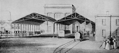 Järnvägsstationer i början var märkligt primitiva angelägenheter, c1934. av Unbekannt