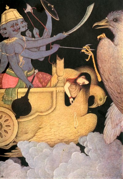 "Ravana slåss med Jatayu", 1920. av Unbekannt