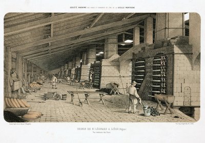 Råmaterialbearbetning, metallurgiugnar vid zinkverket, St Leonard, Liège, Belgien av Unbekannt