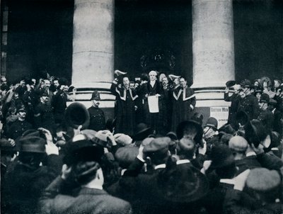 Läser proklamationen om kriget mot Turkiet från Royal Exchange, London, 1914 av Unbekannt