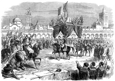 Mottagande av kejsaren av Frankrike på kajen i Alger, 1865 av Unbekannt