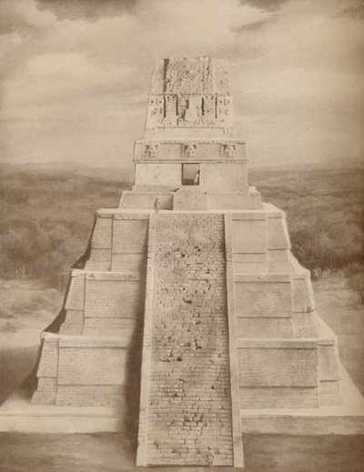 Rekonstruerad modell av en magnifik Maya-tempelpyramid i Tikal, c1935 av Unbekannt