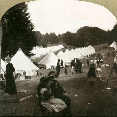 Flyktingläger på bollplaner i Golden Gate Park, 1906. av Unbekannt